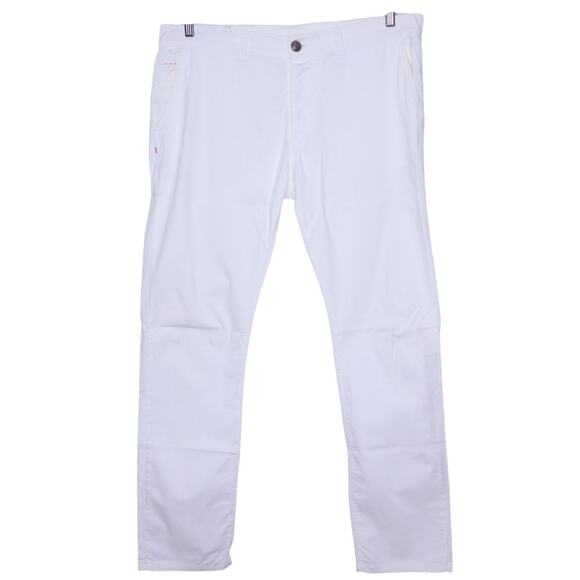 ISAIA Napoli Straight Jean White Mid Rise Cotton Stretch Casual Men's 54 / US 38 - Picture 1 of 12